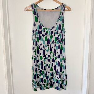Juicy Couture Gray Cotton Knit Ruffle Tank Dress Tree Print Women’s Small Y2K